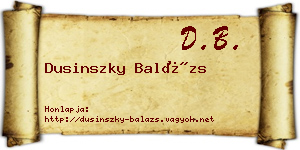 Dusinszky Balázs névjegykártya